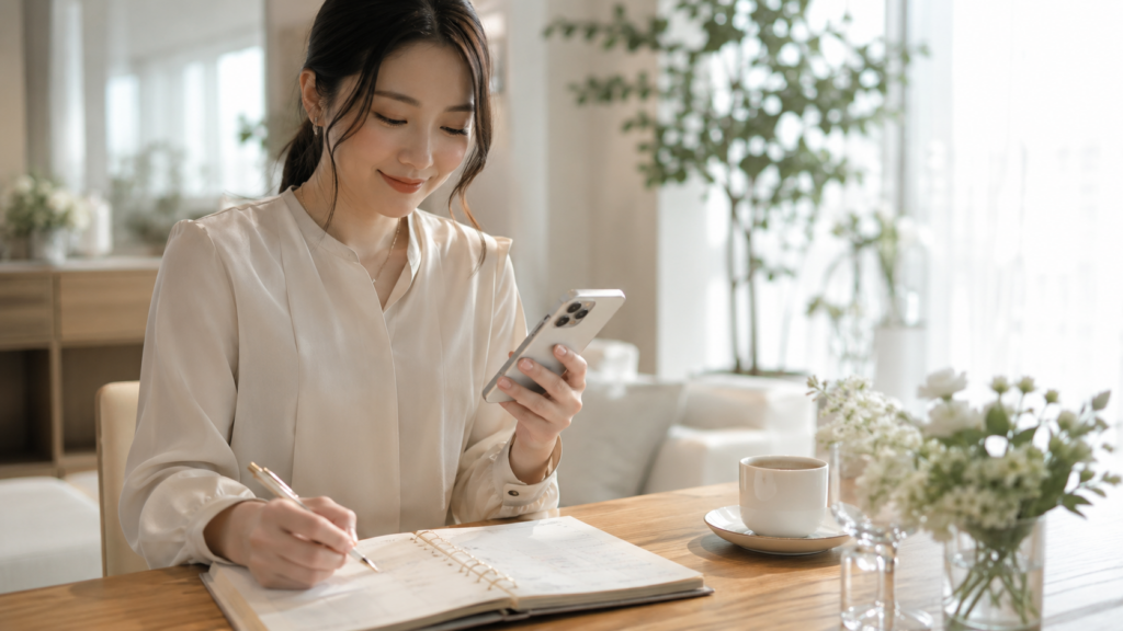 ピラティス週1の予定を生活に取り入れる30代女性
