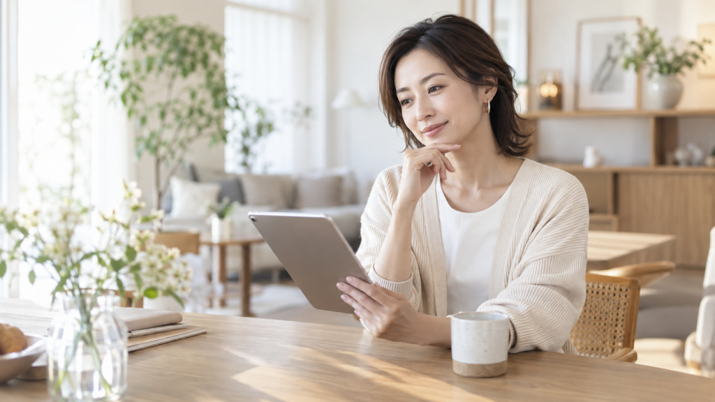 ピラティスと筋トレの違いを調べる30代女性