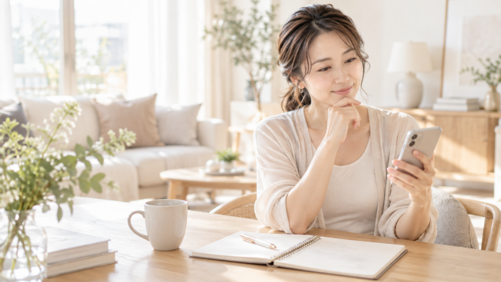 パーソナルピラティスの料金を比較する40代女性