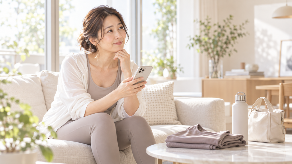 ピラティスを休んで再開を考える40代女性