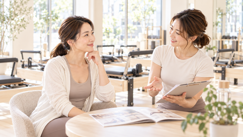 ピラティス後にウォーキングを取り入れる40代女性